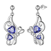 Butterfly Birthstone December Tanzanite Earrings Sterling Silver - Earrings - Aurora Tears